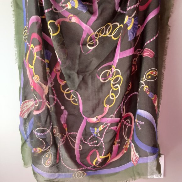 Barbieri Larioseta Italy Lightweight Floral Scarf 100% Fine Wool New! Square 36" - Picture 8 of 14